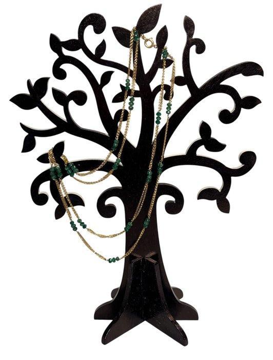 Ketting - 18 karaat Geel goud - Smaragdketting vintage, Bijoux, Sacs & Beauté, Bijoux anciens