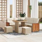 vidaXL 8-delige tuinsofa set met kussens in beige poly riet, Verzenden, Nieuw