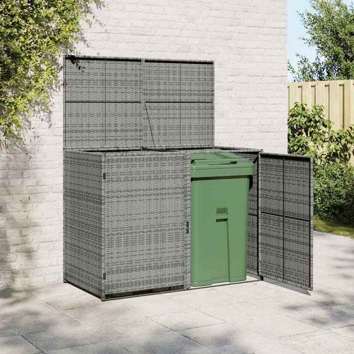 vidaXL Containerberging dubbel 148x77x111 cm poly rattan, Tuin en Terras, Tuinhuizen, Nieuw, Verzenden
