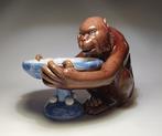 Silber - sculptuur, Art Deco Ceramic Monkey Bowl - 25 cm -, Antiquités & Art