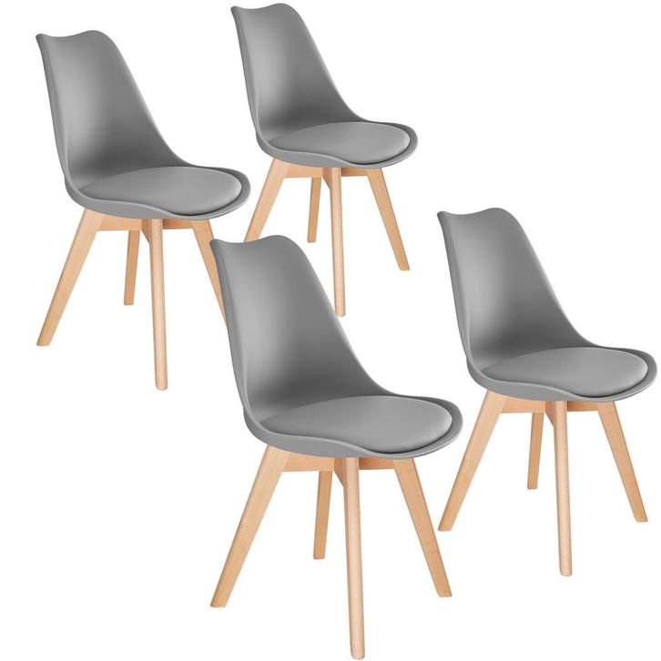 tectake Eetkamerstoelen Frederikke - grijs, Set van 4, Huis en Inrichting, Stoelen, Verzenden