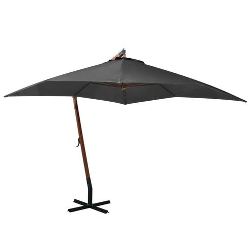 vidaXL Zweefparasol met paal 3x3 m massief vurenhout, Tuin en Terras, Parasols, Nieuw, Verzenden