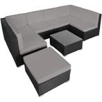 tectake Wicker zitgroep Venetië - zwart / grijs, Tuin en Terras, Verzenden, Nieuw