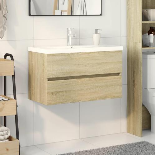 vidaXL 2-delige Badkamermeubelset keramiek en bewerkt hout, Huis en Inrichting, Tafels | Kaptafels, Nieuw, Verzenden