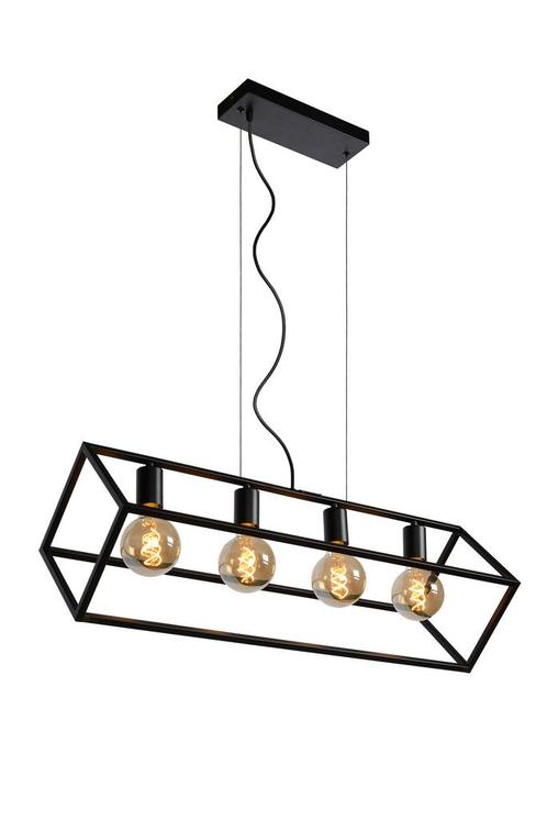 Hanglamp Lucide FABIAN -  - 4xE27 - Zwart, Huis en Inrichting, Lampen | Hanglampen, Nieuw, Verzenden