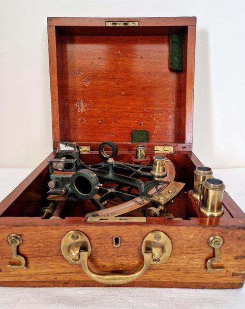 Sextant à vernier - Bois, Laiton - L.J. Harri - Sextant, Antiek en Kunst, Curiosa en Brocante
