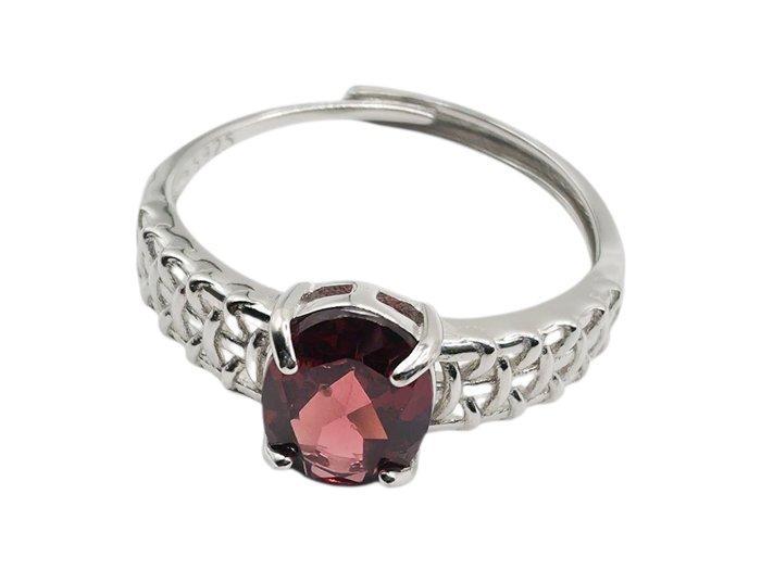Zonder Minimumprijs - Ring Zilver - 1.25ct. tw. Granaat, Handtassen en Accessoires, Ringen