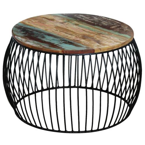 vidaXL Salontafel rond 68x37 cm massief gerecycled hout, Huis en Inrichting, Tafels | Salontafels, Nieuw, Verzenden