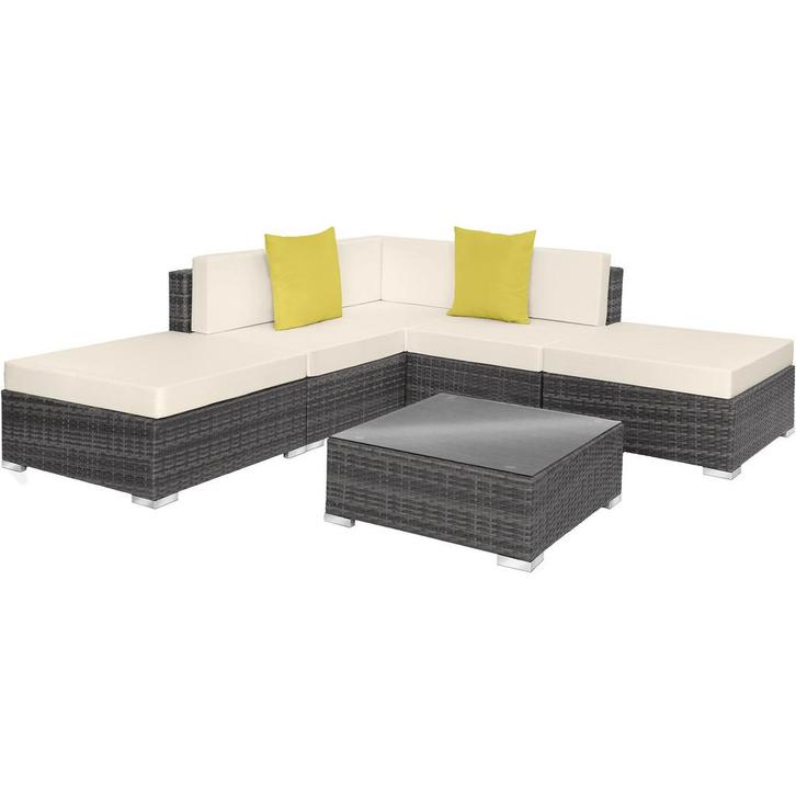 tectake Wicker zitgroep met aluminium frame Parijs - grijs, Tuin en Terras, Tuinsets en Loungesets, Verzenden