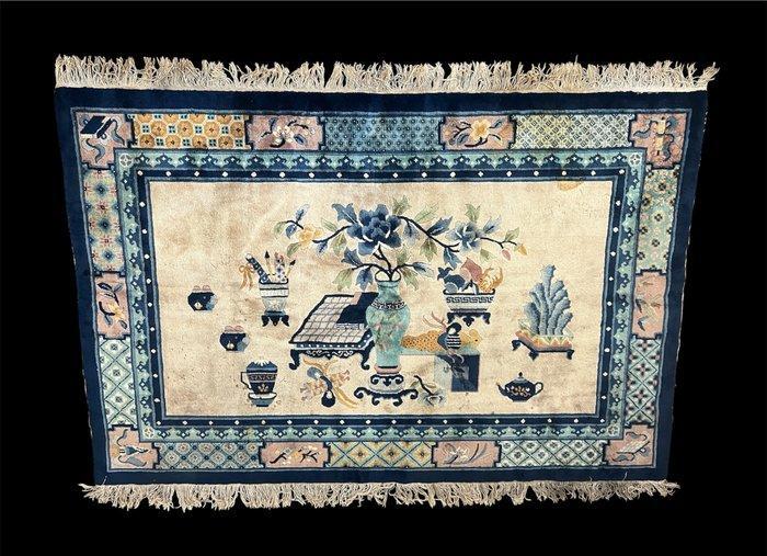 Chinese handgeknoopte wollen tapijt – Bogu Tu stilleven op, Antiek en Kunst, Antiek | Overige Antiek