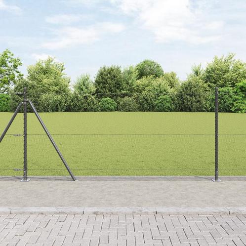 vidaXL Hexagon Omheining Grijs 1x50 m Staal, Tuin en Terras, Tuinhekken en Hekwerk, Nieuw, Verzenden