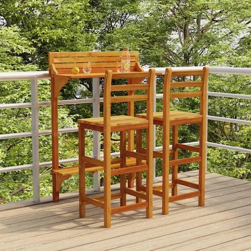 vidaXL 3-delige Balkonbarset massief acaciahout, Tuin en Terras, Tuinsets en Loungesets, Nieuw, Verzenden