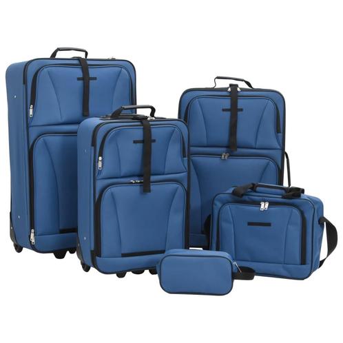 vidaXL 5-delige Kofferset stof blauw, Handtassen en Accessoires, Koffers, Nieuw, Verzenden