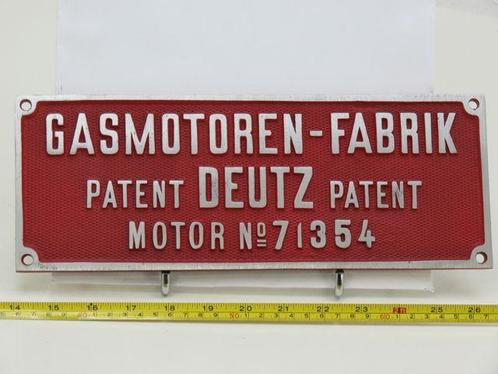 EisenbahnSchild Gasmotoren Fabrik DEUTZ Motor No 71354, Verzamelen, Spoorwegen en Tram, Overige typen, Nieuw, Ophalen of Verzenden