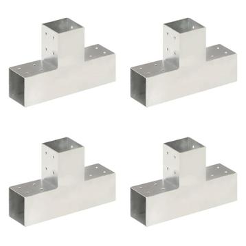 vidaXL Paalverbindingen 4 st T-vorm 81x81 mm gegalvaniseerd, Tuin en Terras, Palen, Balken en Planken, Verzenden, Nieuw