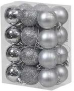 Kerstballen kunststof onbreekbaar Zilver combi 4 cm 24 stuks, Nieuw