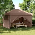 vidaXL Partytent inklapbaar pop-up met 4 zijwanden bruin, Verzenden, Nieuw