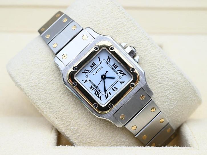 Cartier Santos Ref. 0902 Year 2000s (Box), Handtassen en Accessoires, Horloges | Dames, Goud, Zo goed als nieuw, Goud, Overige merken