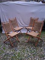 Stoel - Hout, Rattan, Bamboe - Vier vintage klapstoelen