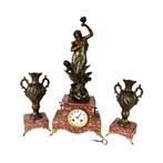 Horloge et parure de cheminée  (3) -   Marbre, Régule -, Antiquités & Art