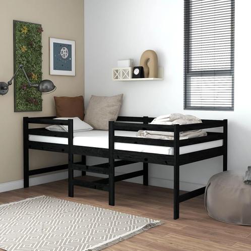 vidaXL Bed halfhoog massief grenenhout zwart 90x200 cm, Maison & Meubles, Chambre à coucher | Lits, Envoi