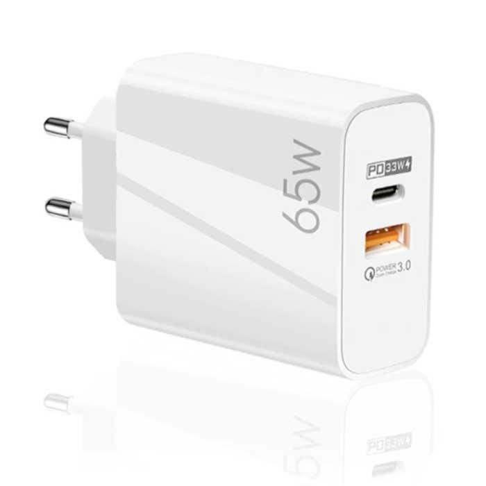 65W GaN Stekkerlader - Dual Port PD / Quick Charge 3.0 -, Télécoms, Téléphonie mobile | Batteries, Envoi
