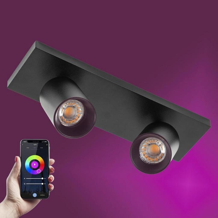 Spots opbouw Mila 2 Opbouwspot Zwart met Smart RGB Led, Huis en Inrichting, Lampen | Overige, Nieuw, Verzenden