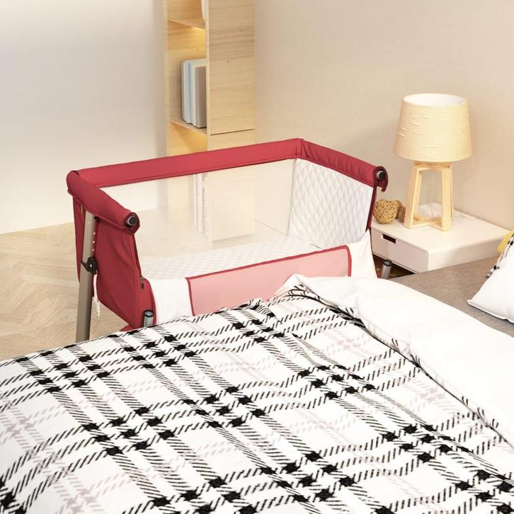 vidaXL Babybox met matras linnen rood, Kinderen en Baby's, Kinderkamer | Bedden, Nieuw, Verzenden
