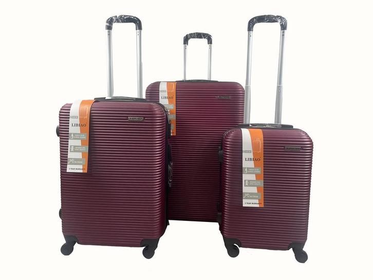 Libiao A07  Kofferset 3 Delig - 85l &  50l & 30l -  Bordeaux, Handtassen en Accessoires, Koffers, Ophalen of Verzenden