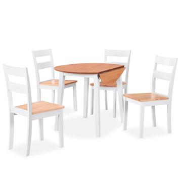 vidaXL Eetkamerset MDF en rubberwood wit 5-delig, Huis en Inrichting, Verzenden, Nieuw