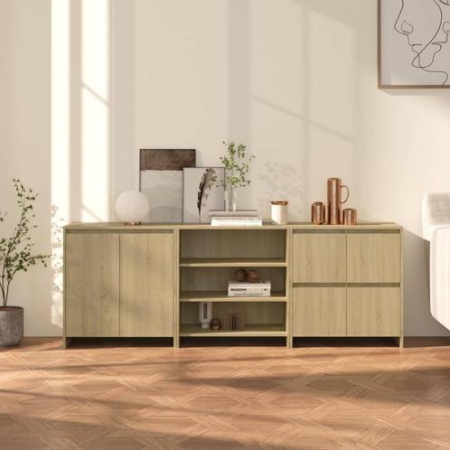 vidaXL 3 st Dressoirs bewerkt hout sonoma eikenkleurig, Huis en Inrichting, Kasten | Dressoirs, Nieuw, Verzenden