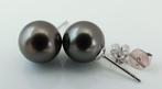 Boucles doreilles - 14 carats Or blanc Perle - Bleu vert,, Nieuw