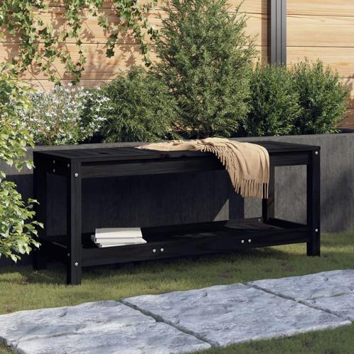 vidaXL Banc de jardin noir 108x35x45 cm bois massif de, Jardin & Terrasse, Ensembles de jardin, Neuf, Envoi