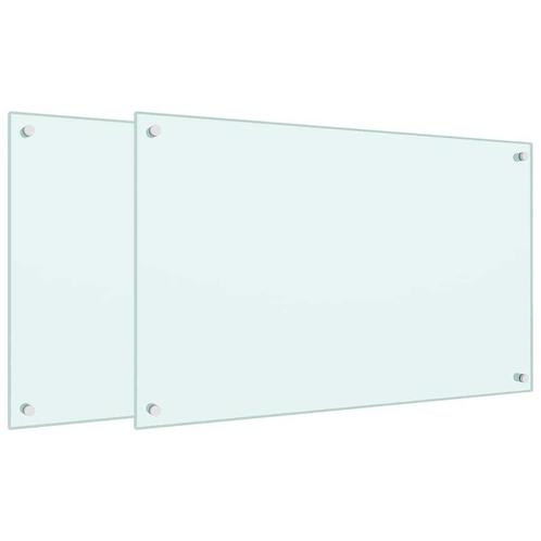 vidaXL Spatschermen keuken 2 st 80x50 cm gehard glas wit, Antiek en Kunst, Antiek | Keukengerei, Verzenden