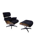 lounge stoel met Hocker EA670 zwart, Nieuw, Verzenden