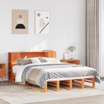 vidaXL Bed met boekenkast zonder matras hout wasbruin, Huis en Inrichting, Slaapkamer | Bedden, Verzenden, Nieuw
