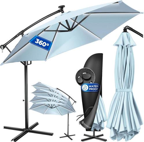 Zweefparasol XL - diameter 300cm - met LED op zonne-energie, Tuin en Terras, Tuinsets en Loungesets, Verzenden