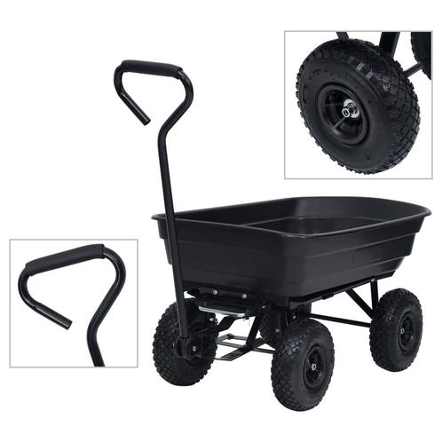 vidaXL Tuinkiepwagen 300 kg 75 L zwart, Doe-het-zelf en Bouw, Gereedschap | Handgereedschap, Nieuw, Verzenden