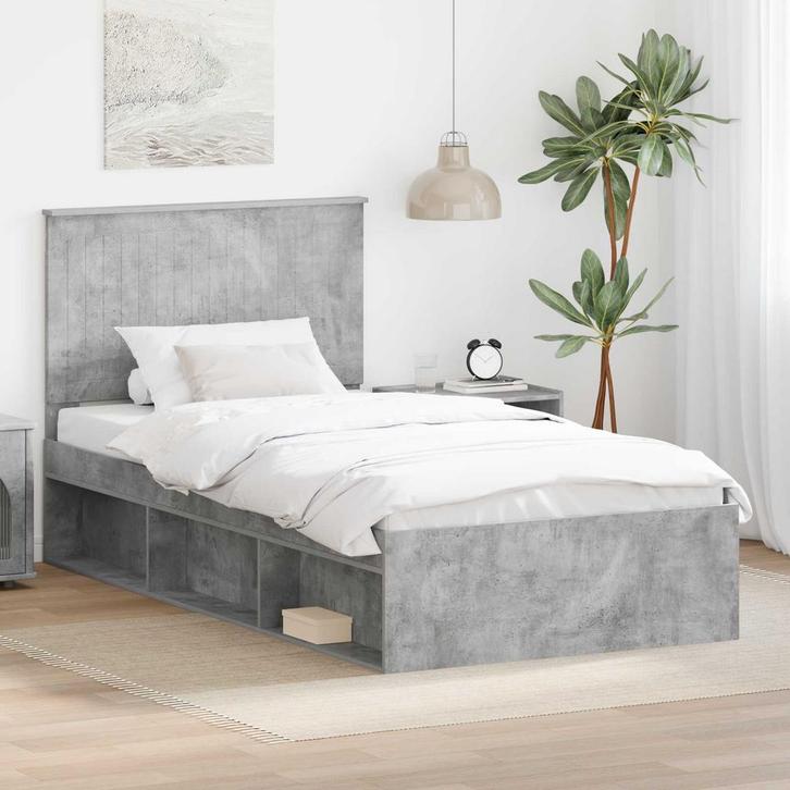vidaXL Bedframe Betonnen Grijs 100 x 200 cm Massief, Huis en Inrichting, Slaapkamer | Bedden, Nieuw, Verzenden