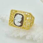 Argent, Plaqué or - Bague - Camée incisé à la main