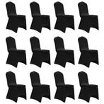 vidaXL Housses Ã©lastiques de chaise Noir 12 pcs, Verzenden