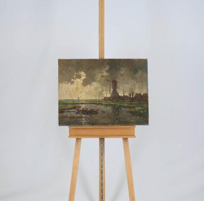 Cornelis Groeneveld (1882-1952) - Boot en molen, Antiek en Kunst, Kunst | Schilderijen | Klassiek