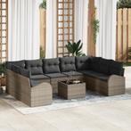 vidaXL 9-delige tuinsofa set met kussens in zwart poly, Tuin en Terras, Verzenden, Nieuw