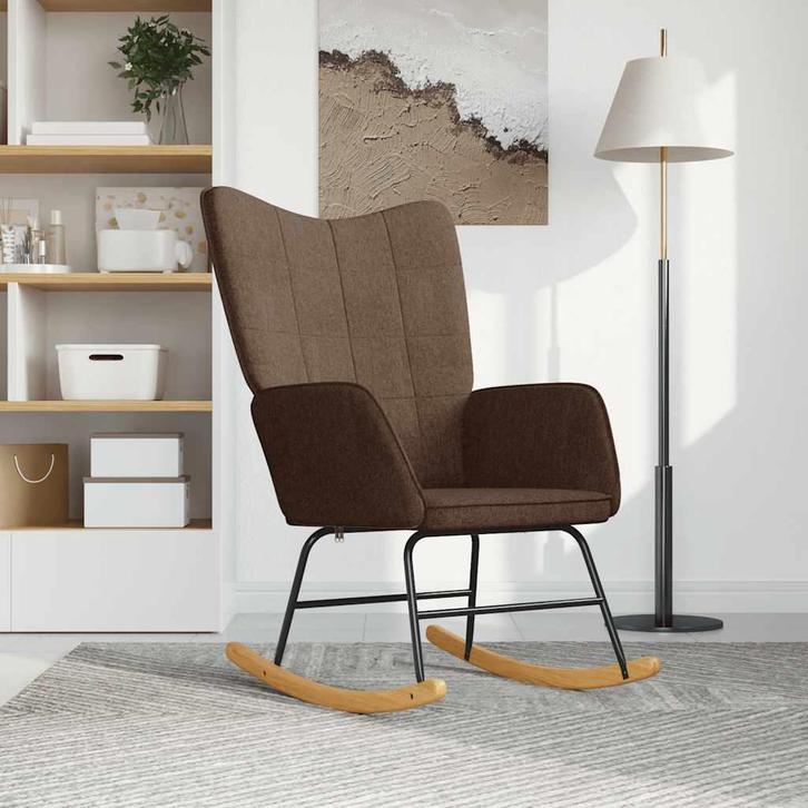 vidaXL Schommelstoel stof bruin, Huis en Inrichting, Stoelen, Nieuw, Verzenden