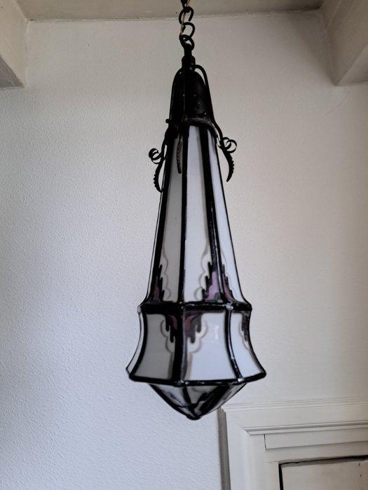 Amsterdamse school - Hangende plafondlamp - Glas-in-lood -, Antiek en Kunst, Kunst | Designobjecten