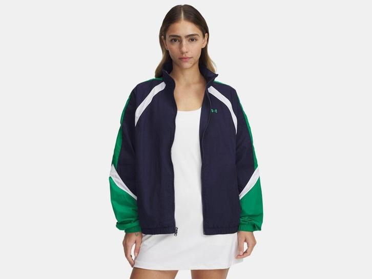 Under Armour Icon Crinkle Track Jacket-BLU - Maat SM, Kleding | Dames, Truien en Vesten, Blauw, Nieuw, Maat 36 (S), Ophalen of Verzenden