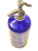 Siphon - Siphon bleu cobalt - verre gravé et robinet en, Antiek en Kunst