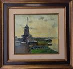 Armand Apol (1879 - 1950) - Aangemeerde botter aan de molen