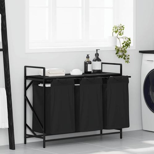 vidaXL Wasmand 3 vakken met plank zwart eikenkleurig, Huis en Inrichting, Woonaccessoires | Overige, Nieuw, Verzenden