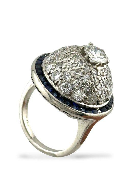 Ring - Platina- en diamanten Franse Art Deco-ring, Handtassen en Accessoires, Ringen